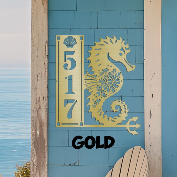 Seahorse Sign 3 Numbers - Beach Coast Designs