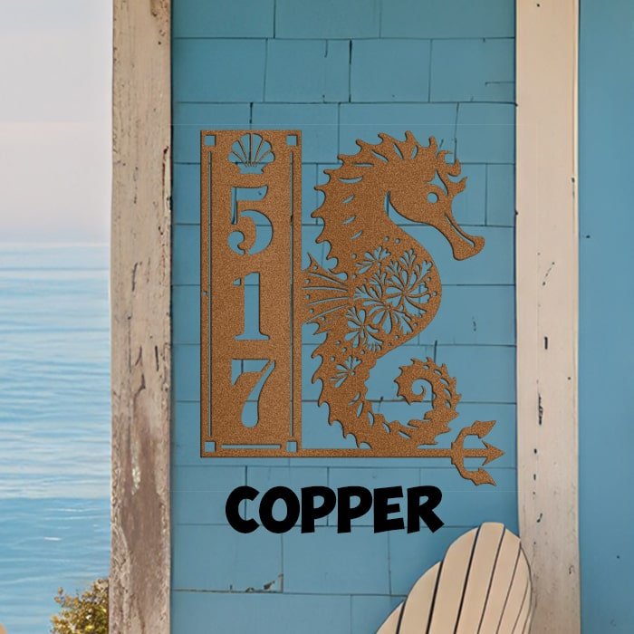 Seahorse Sign 3 Numbers - Beach Coast Designs
