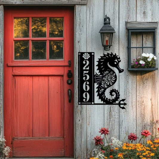 Seahorse Sign 4 Numbers - Beach Coast Designs