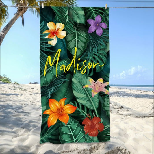 Tropical Flowers Beach Towel - Beach Coast Designs