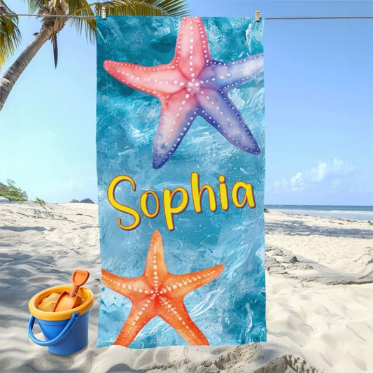Watercolor Starfish Towel - Beach Coast Designs